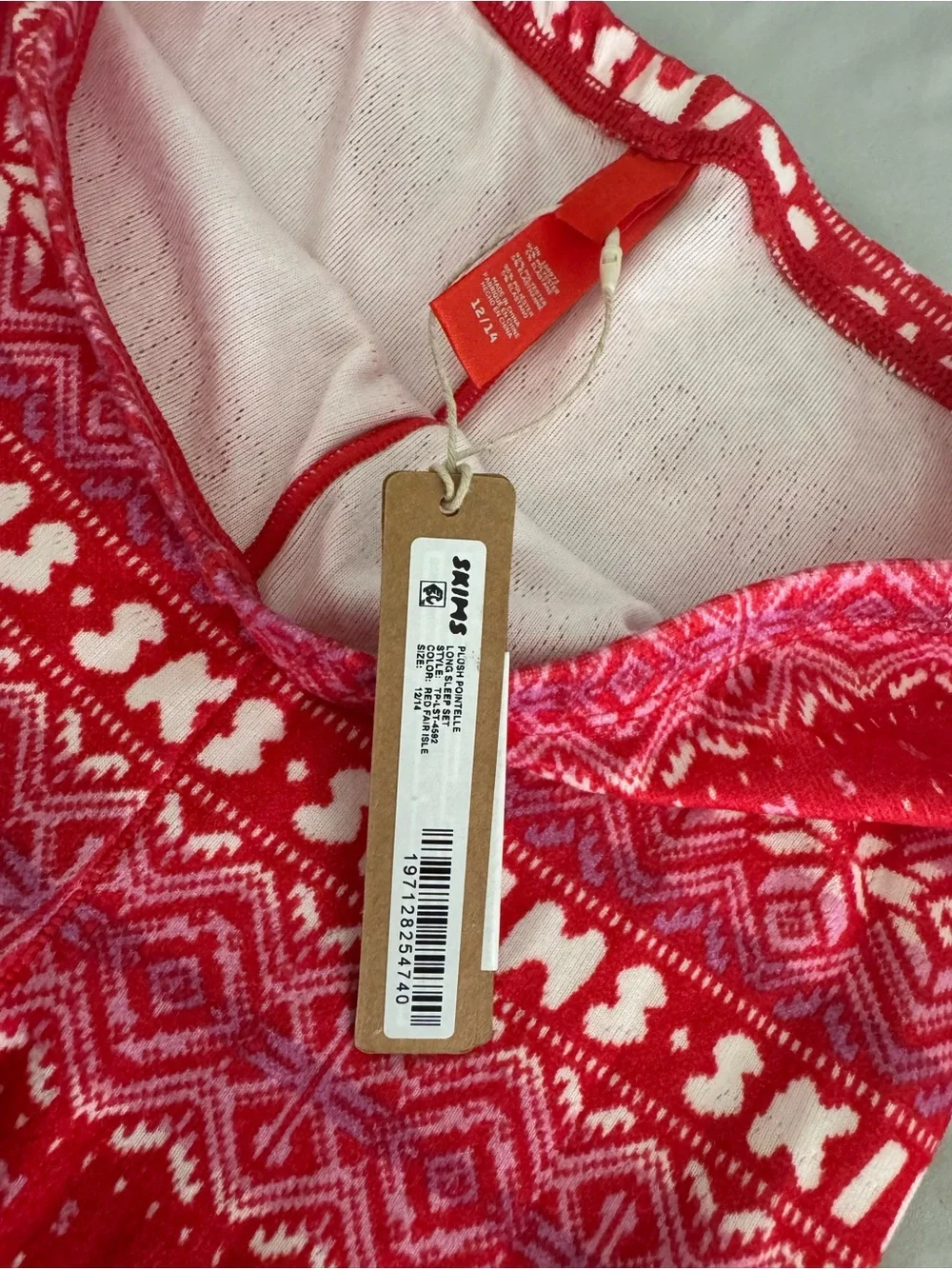 SKIMS Kids Red Fair Isle Pajama Set